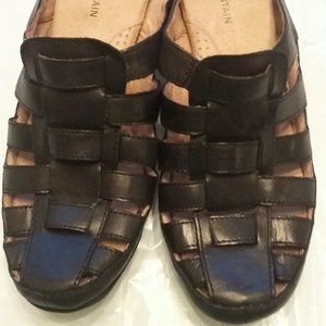 BLACK LEATHER MULES  (SHOES)